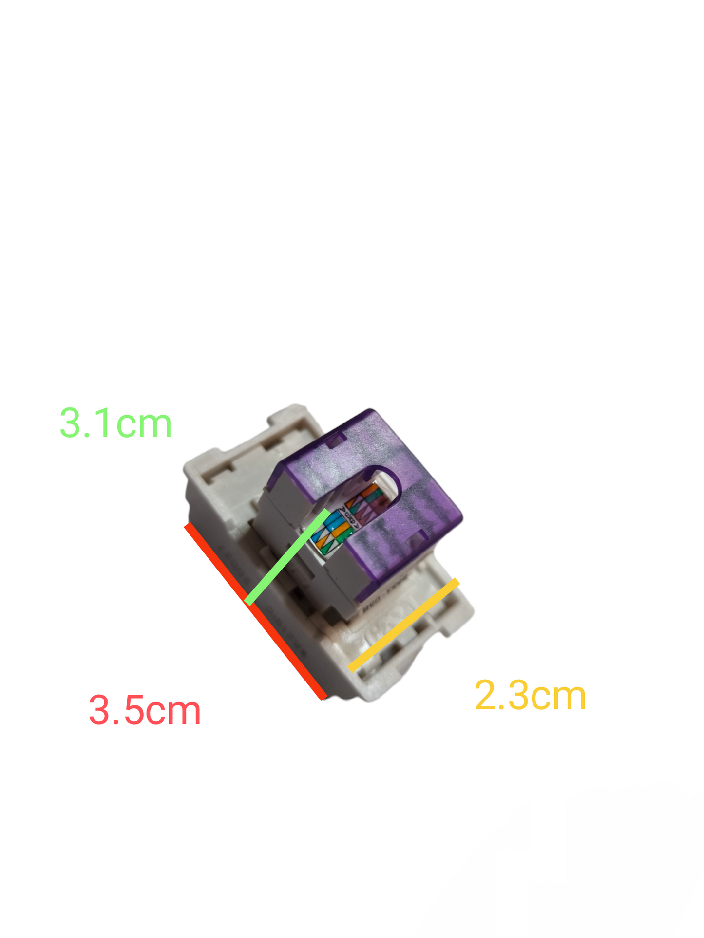 T&J switch component for Universal Outlet Device 16A 250V with compact dimensions and purple button