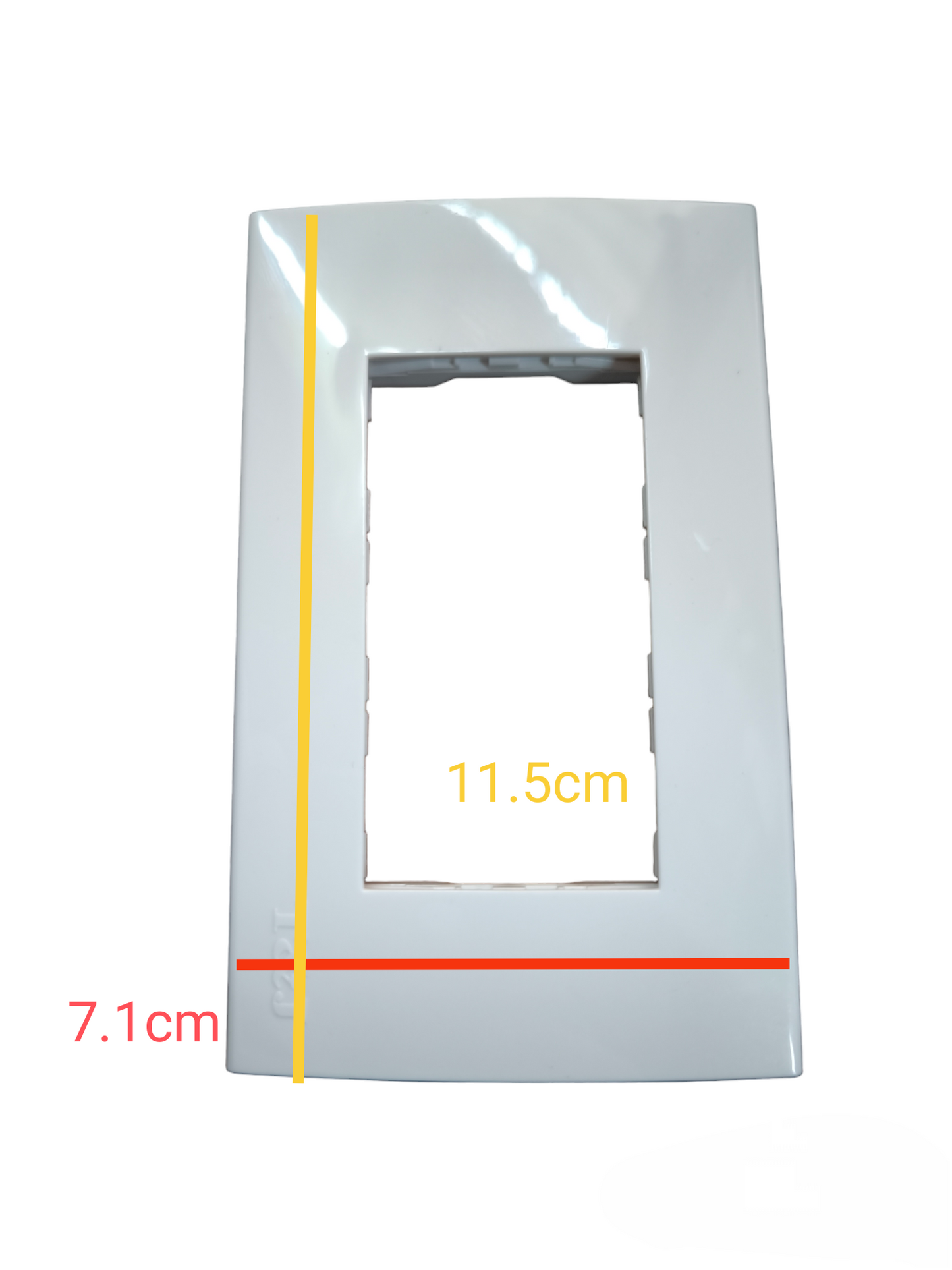 T&J wide series plate cover white with dimensions 11.5cm by 7.1cm for power points and switches