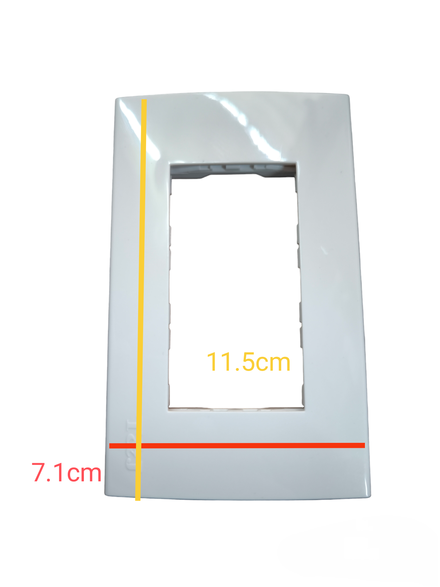 T&J wide series plate cover white with dimensions 11.5cm by 7.1cm for power points and switches