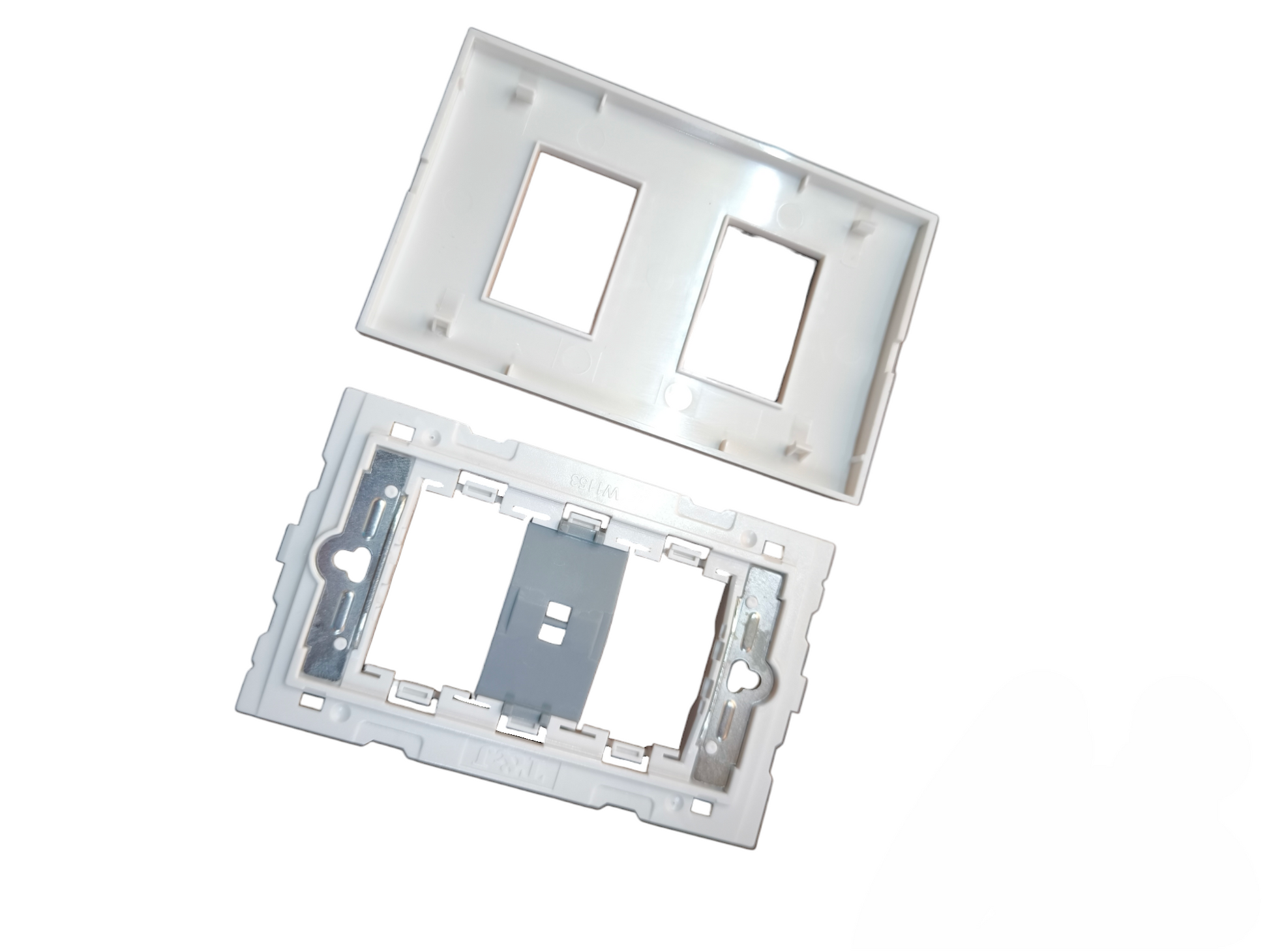 T&J wide series plate cover white for power points switches and plugs with two openings