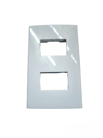 T&J wide series plate cover white for power points switches and plugs with two rectangular openings