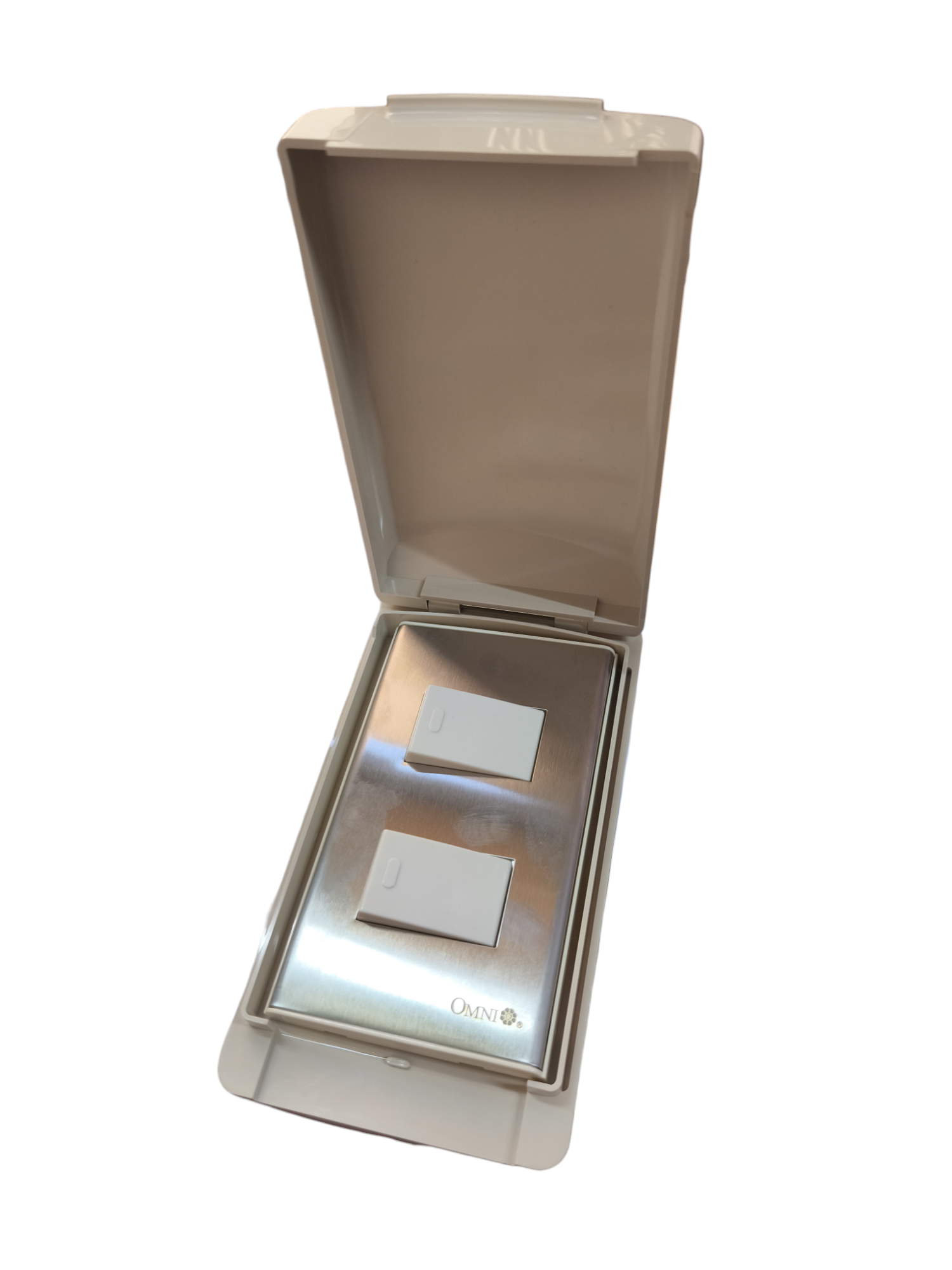 Omni outdoor stainless plate switch 16A with dual switches for outdoor electrical applications