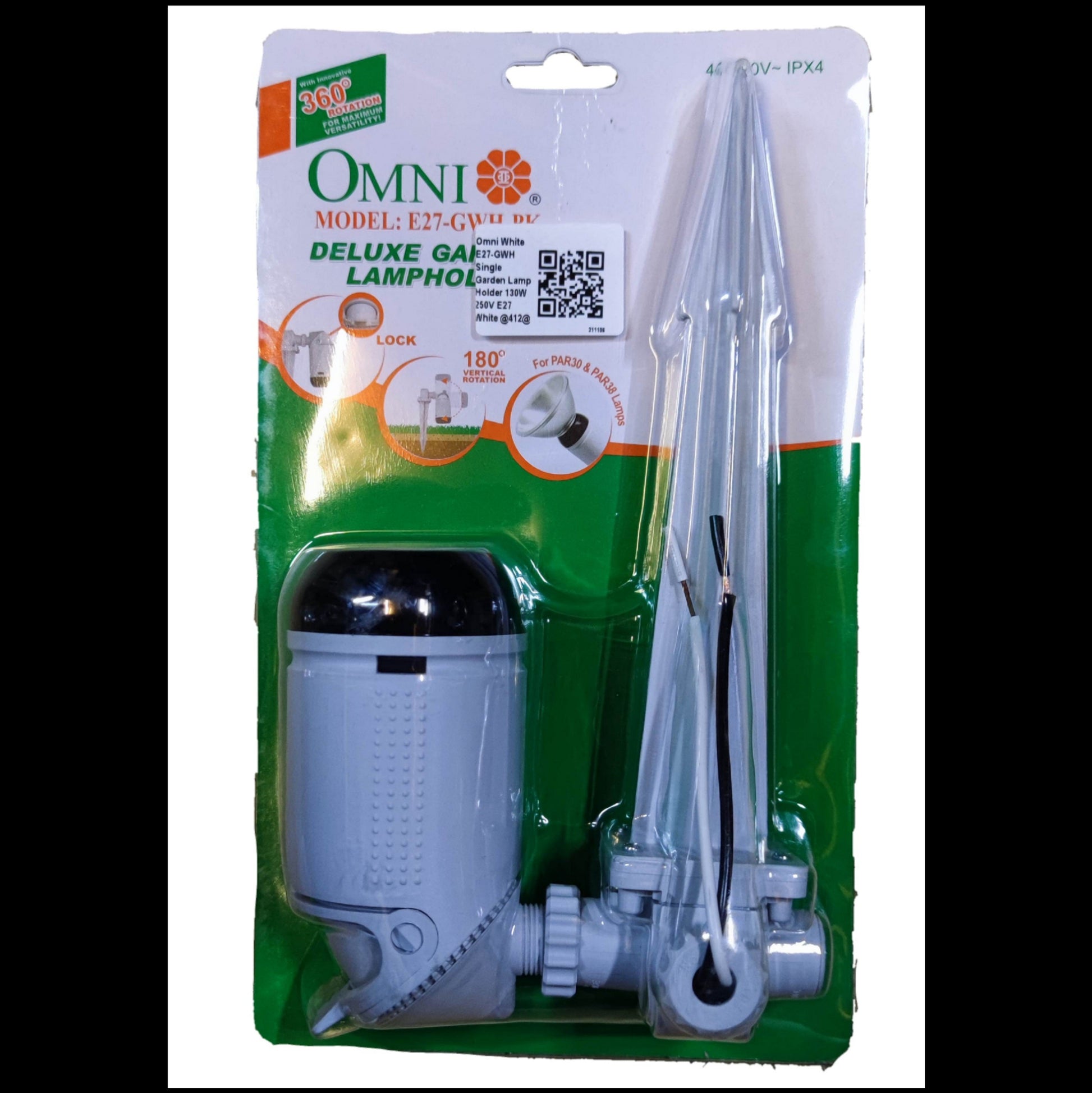 Omni Deluxe Outdoor Waterproof Lamp Holder E27 4A 250V with adjustable features for various outdoor setups