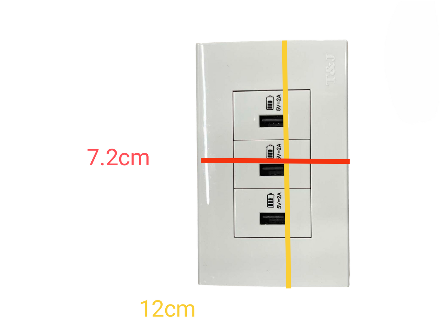 T&J Outlet 5V DC 2.4A USB-A with Plate Cover white wall mount USB charging outlet