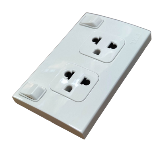 Electx Electrical Supply white outlet with individual switch 10A 250V dual socket power point