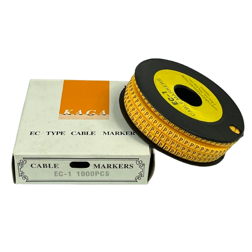 P Marker 2.6mm to 4.2mm cable management markers on a spool with packaging box from China vendor