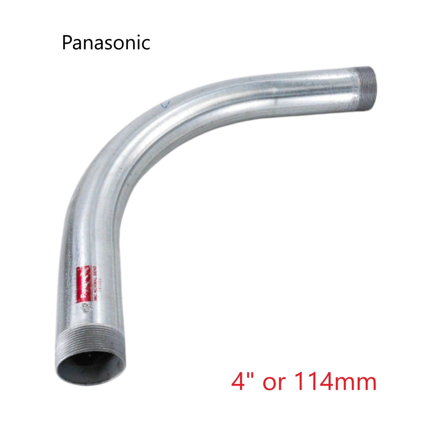 Panasonic 4 inch 114mm curved metal pipe fitting with threaded ends for plumbing
