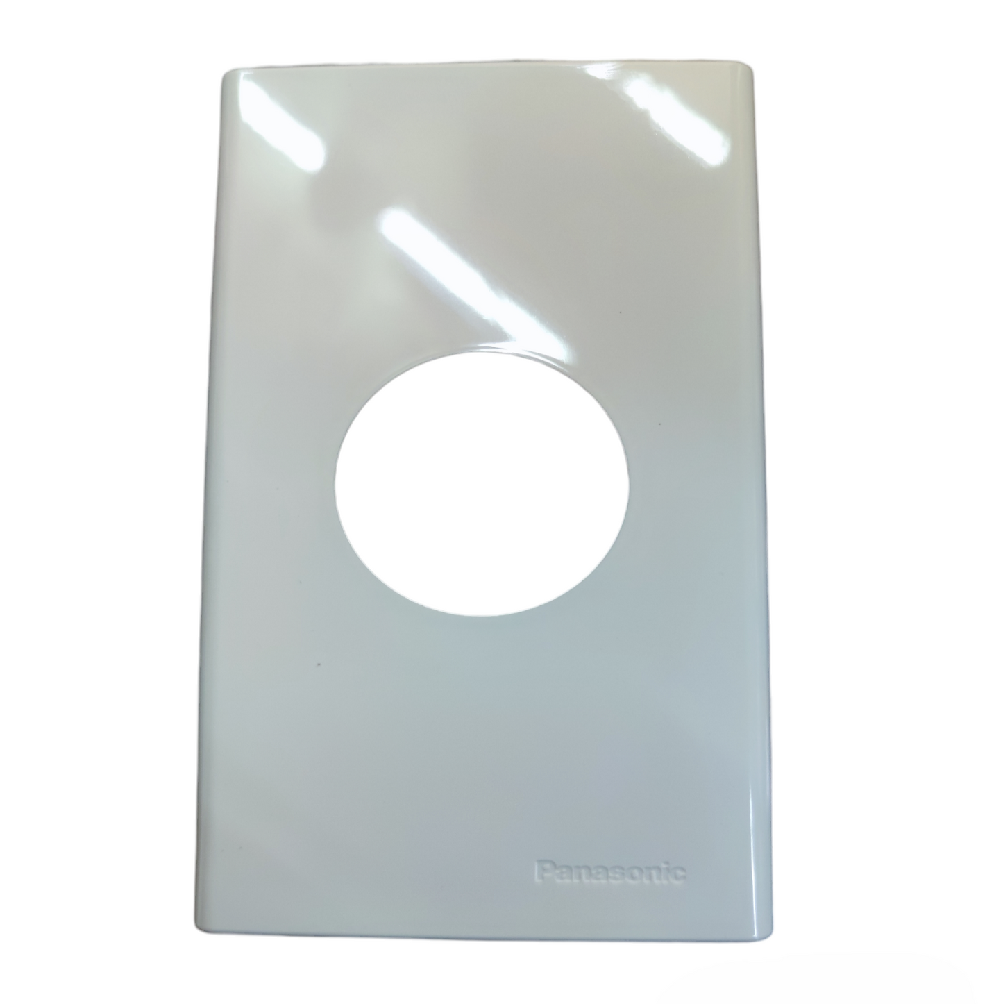 Panasonic 1 gang plate cover in white with smooth glossy finish for power points