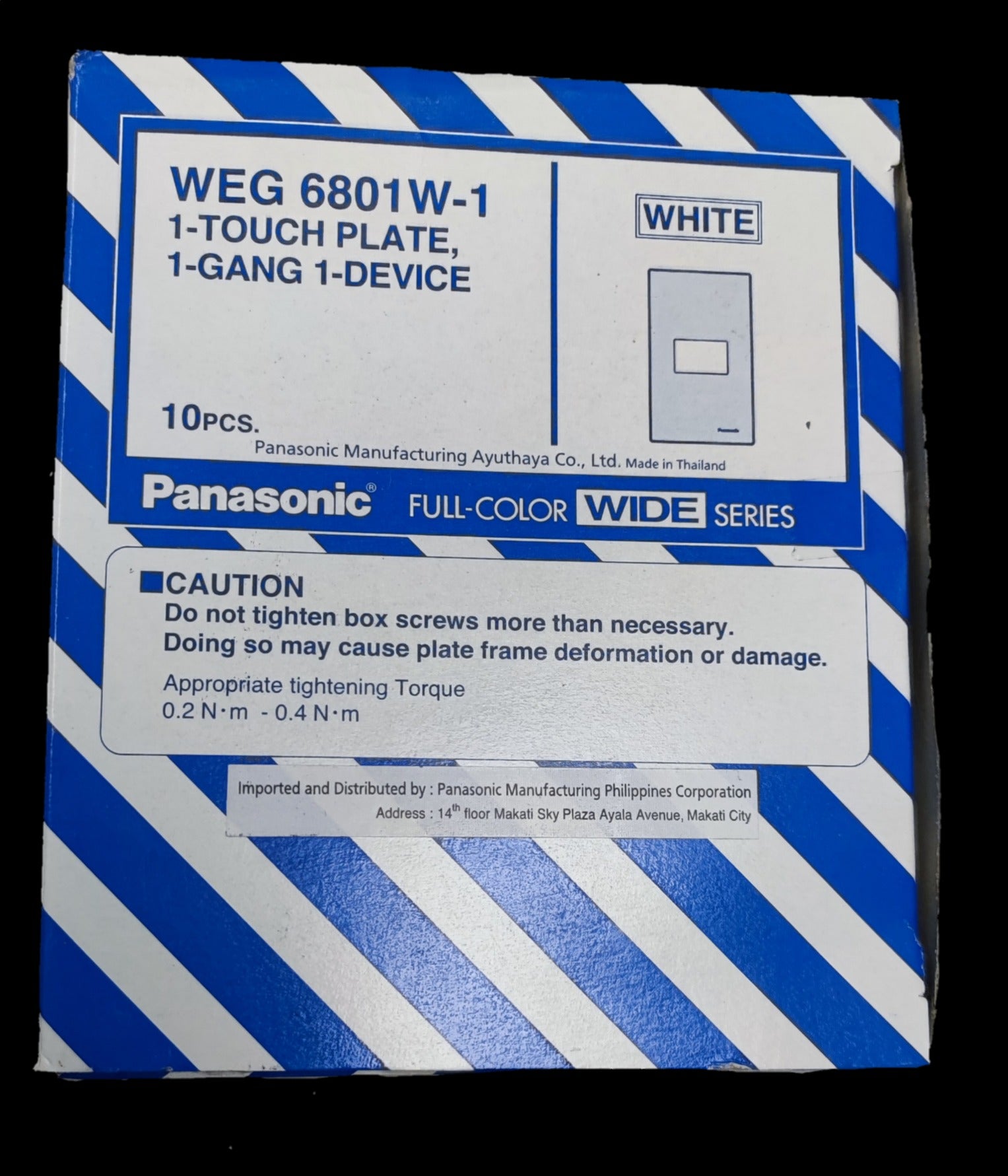 Panasonic white 1 touch 1 gang plate box WEG 6801W full color 1 Gang Plate Wide Series 10PCS.