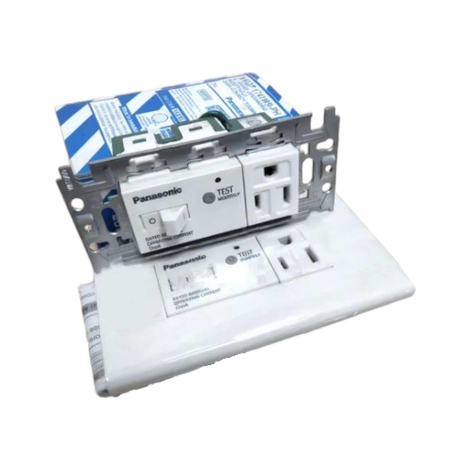 Panasonic 10A 250V GFCI outlet white power point with test button and protective cover
