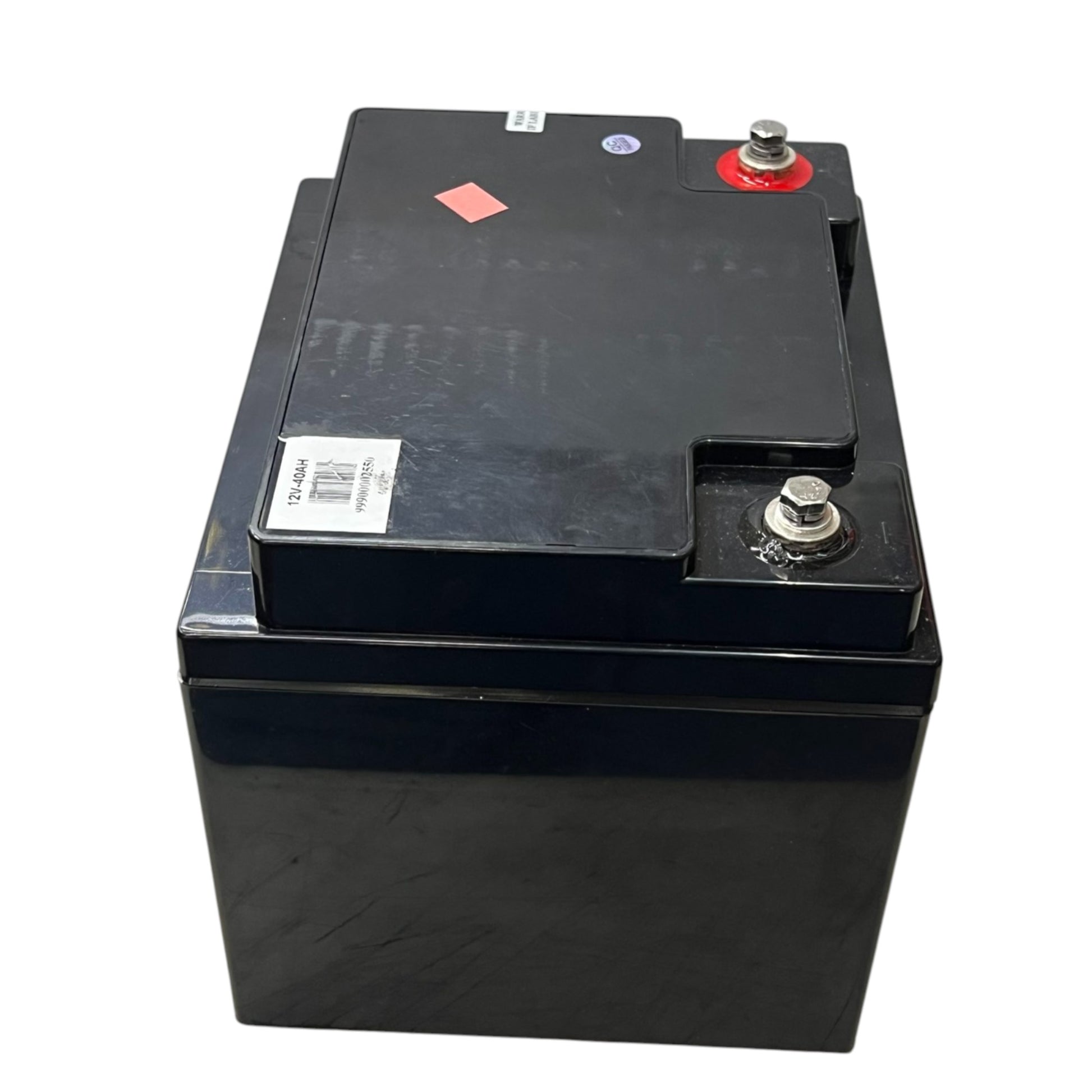Black deep cycle 12V 40Ah Lead Acid Battery with red positive terminal and bolt negative terminal for UPS