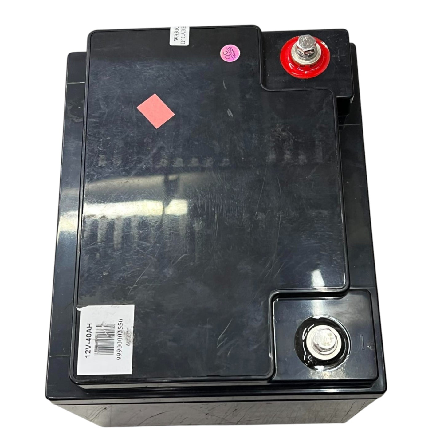 12V 40Ah Lead Acid Battery black sealed rechargeable with top red positive and silver negative terminals