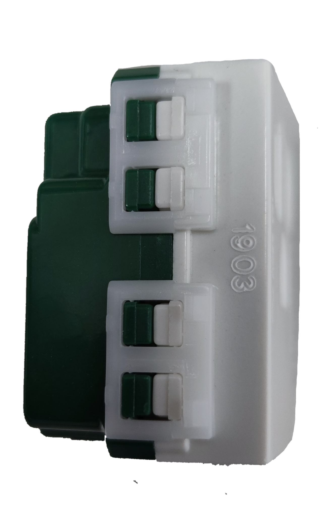 Panasonic 16A 250V flat pin outlet with ground white and green modular power point insert
