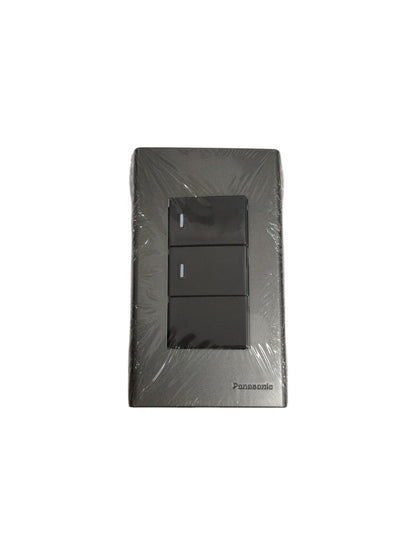 Panasonic 16A 250V metallic gray wall switch with three toggle controls for modern interiors