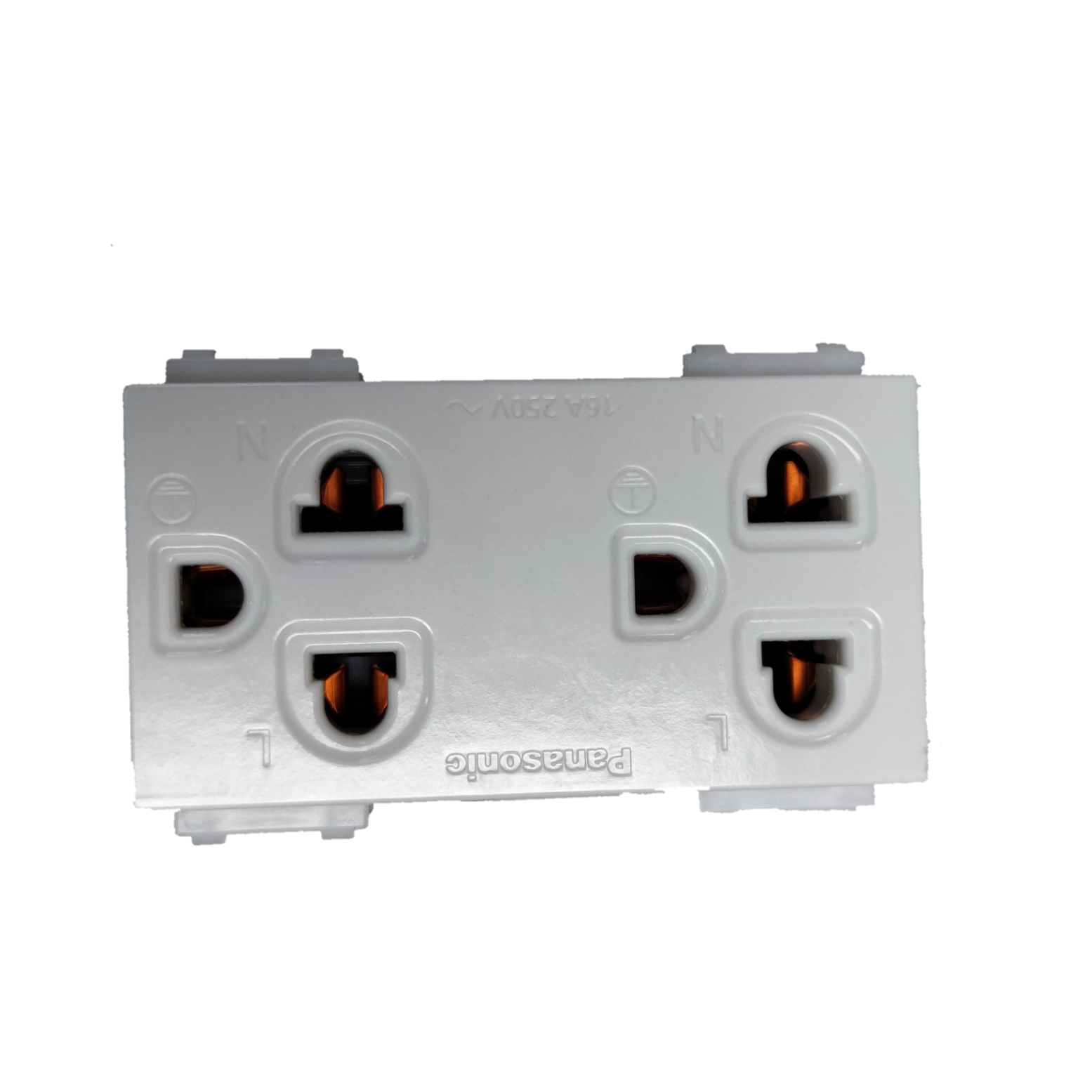 Panasonic 16A duplex outlet with ground 250V in a sleek white design for reliable power access