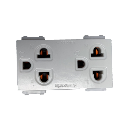 Panasonic 16A duplex outlet with ground 250V in a sleek white design for reliable power access