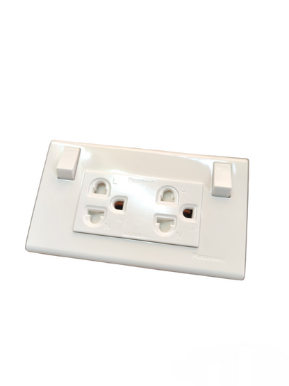 Panasonic 16A Duplex Universal Outlet 250V in white for versatile power access