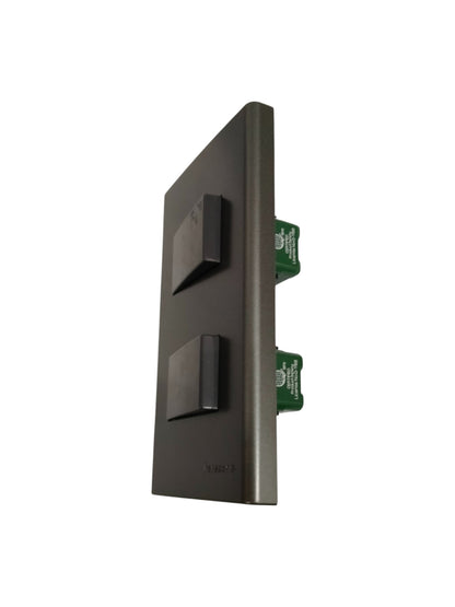 Panasonic 2 gang 4 way switch in black with sleek modern design for wall mounting
