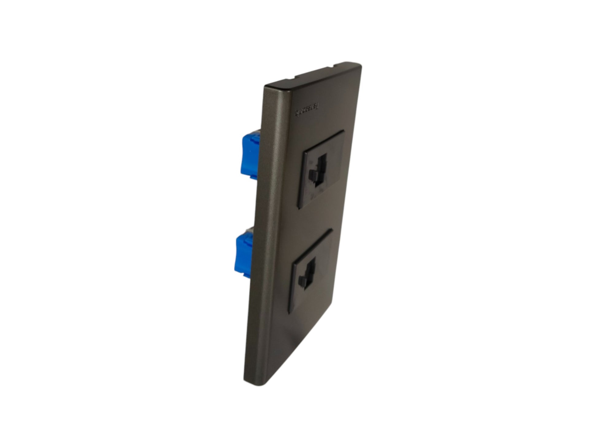 Panasonic 2 gang data outlet with dual ports in a sleek dark finish for network connectivity