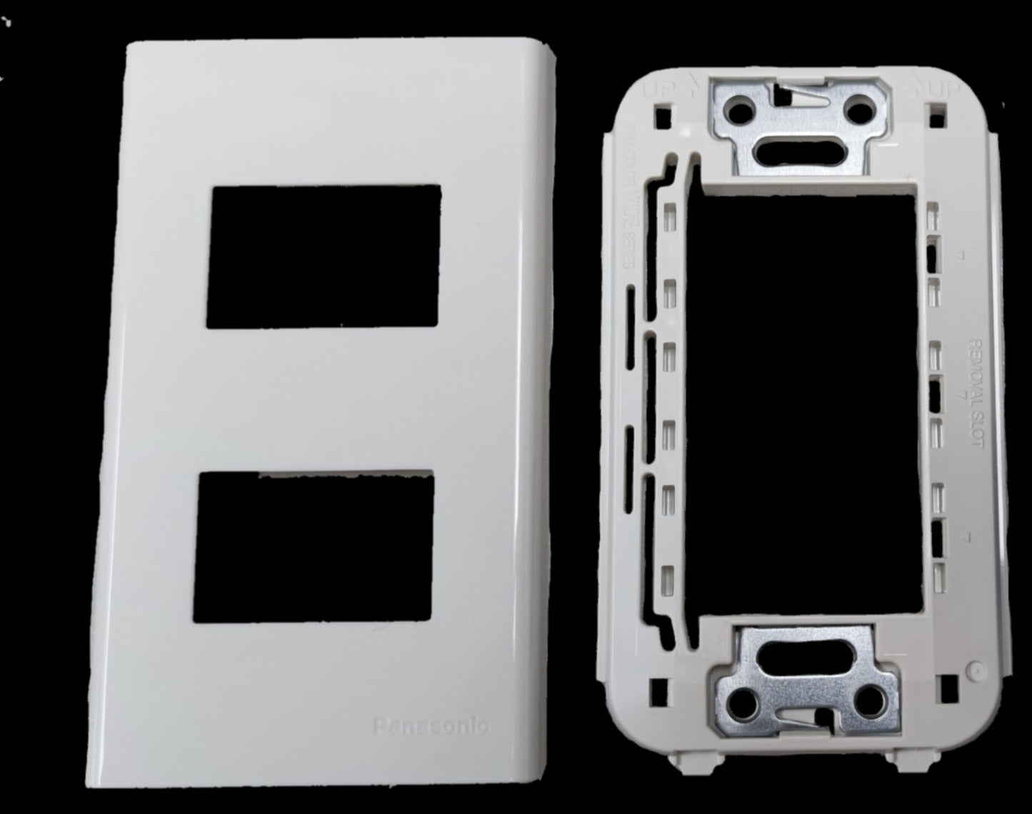 Panasonic 2 Gang Plate Wide Series WEG6802W-1 white faceplate and mounting frame for switches