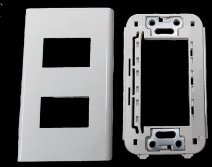 Panasonic 2 Gang Plate Wide Series WEG6802W-1 white faceplate and mounting frame for switches
