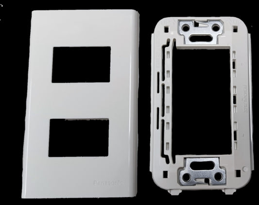 Panasonic 2 Gang Plate Wide Series WEG6802W-1 white faceplate and mounting frame for switches