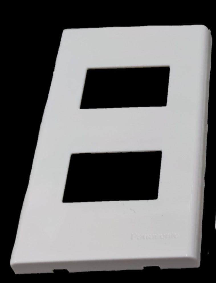 Panasonic 2 Gang Plate Wide Series WEG6802W-1 white switch faceplate with two rectangular openings