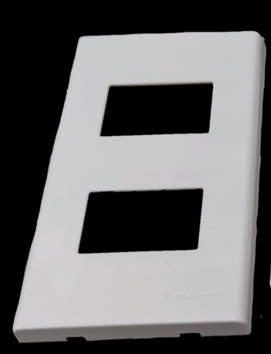 Panasonic 2 Gang Plate Wide Series WEG6802W-1 white switch faceplate with two rectangular openings