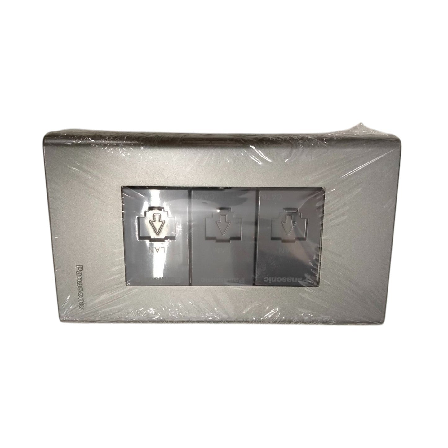 Panasonic 3 Gang CAT6 Data Modular Jack power point with three data ports in silver finish