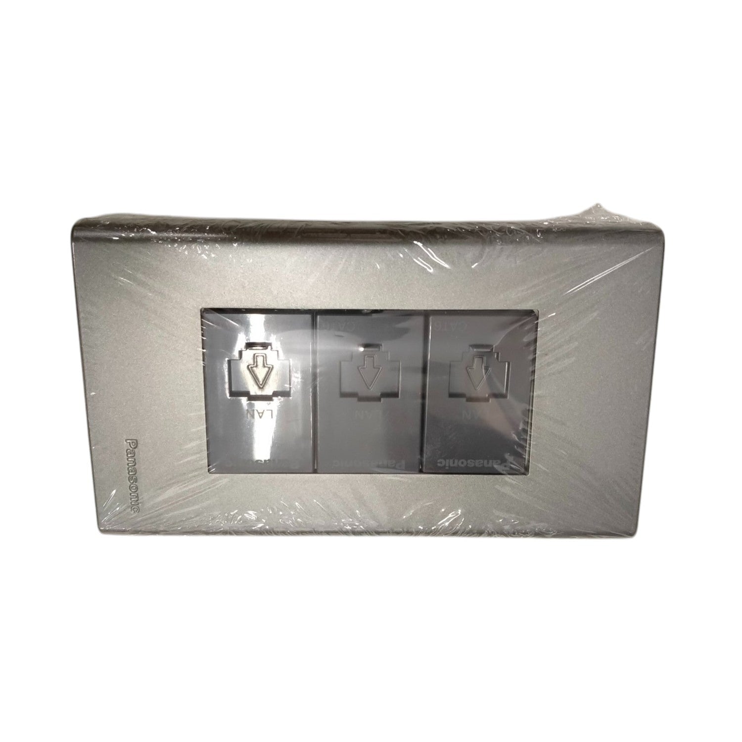 Panasonic 3 Gang CAT6 Data Modular Jack power point with three data ports in silver finish