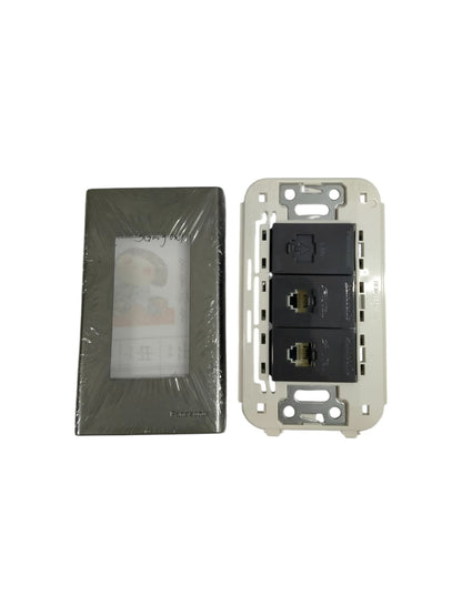 Panasonic 3 gang CAT6 data outlet in gray with wall plate for structured cabling solutions