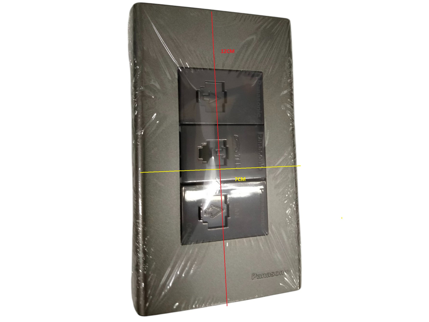 Panasonic 3 gang Cat6 ethernet wall outlet metallic gray designed for reliable network connectivity