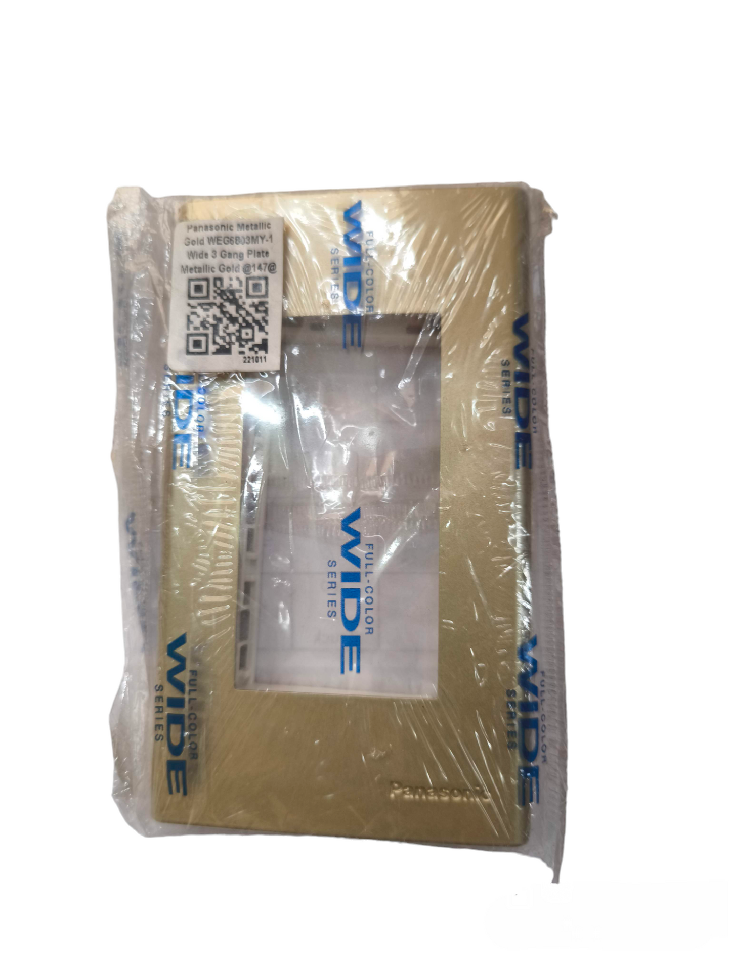 Panasonic 3 Gang Plate Metallic Gold power point switch cover in original packaging