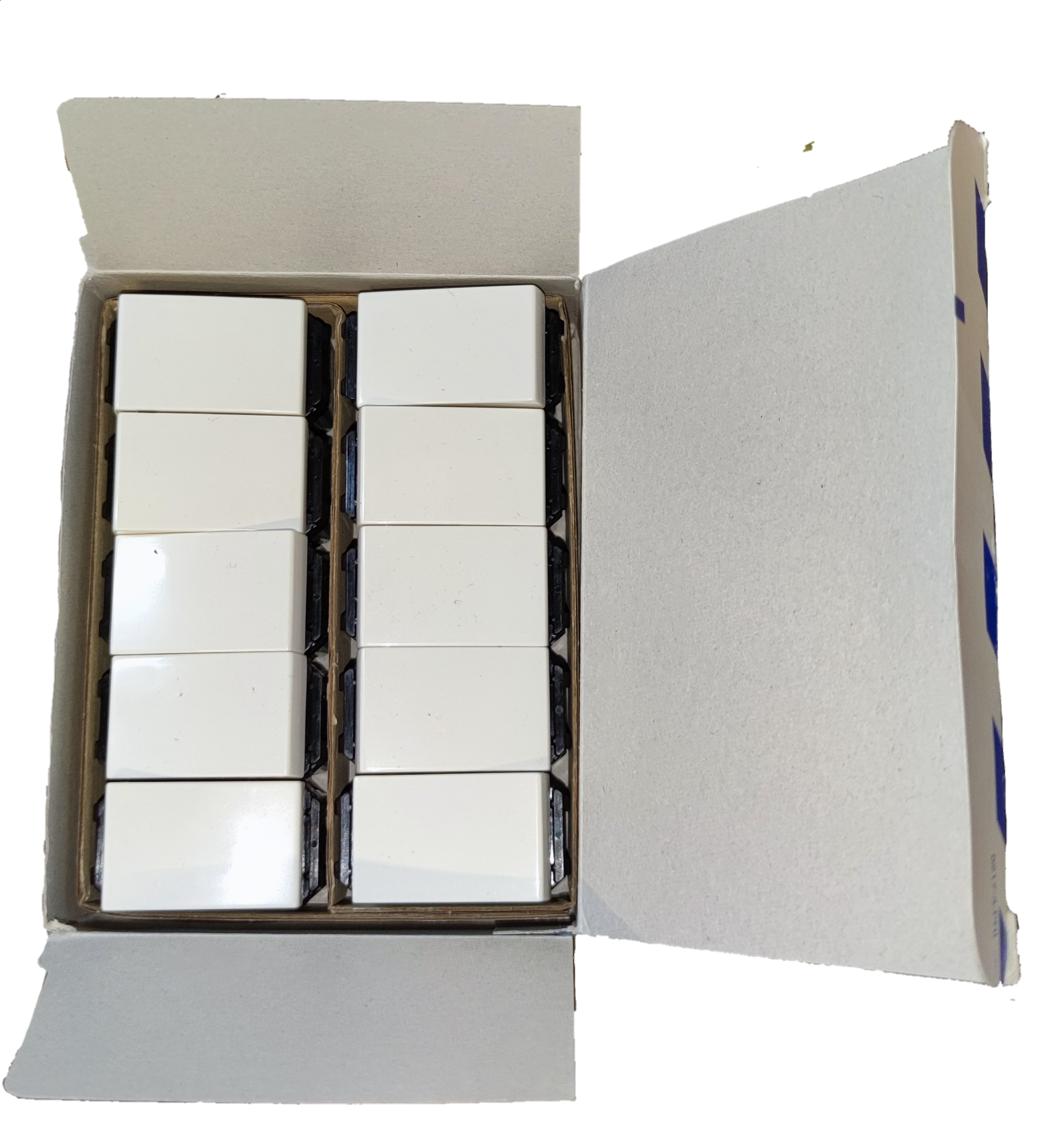 Panasonic 3 Way Switch Wide Series WEG5002K-5 white switches neatly arranged in an open box