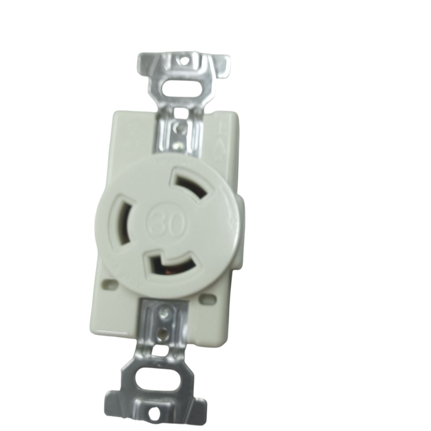 Panasonic 30A twist lock outlet 3 Wire white flush mount industrial receptacle with mounting strap