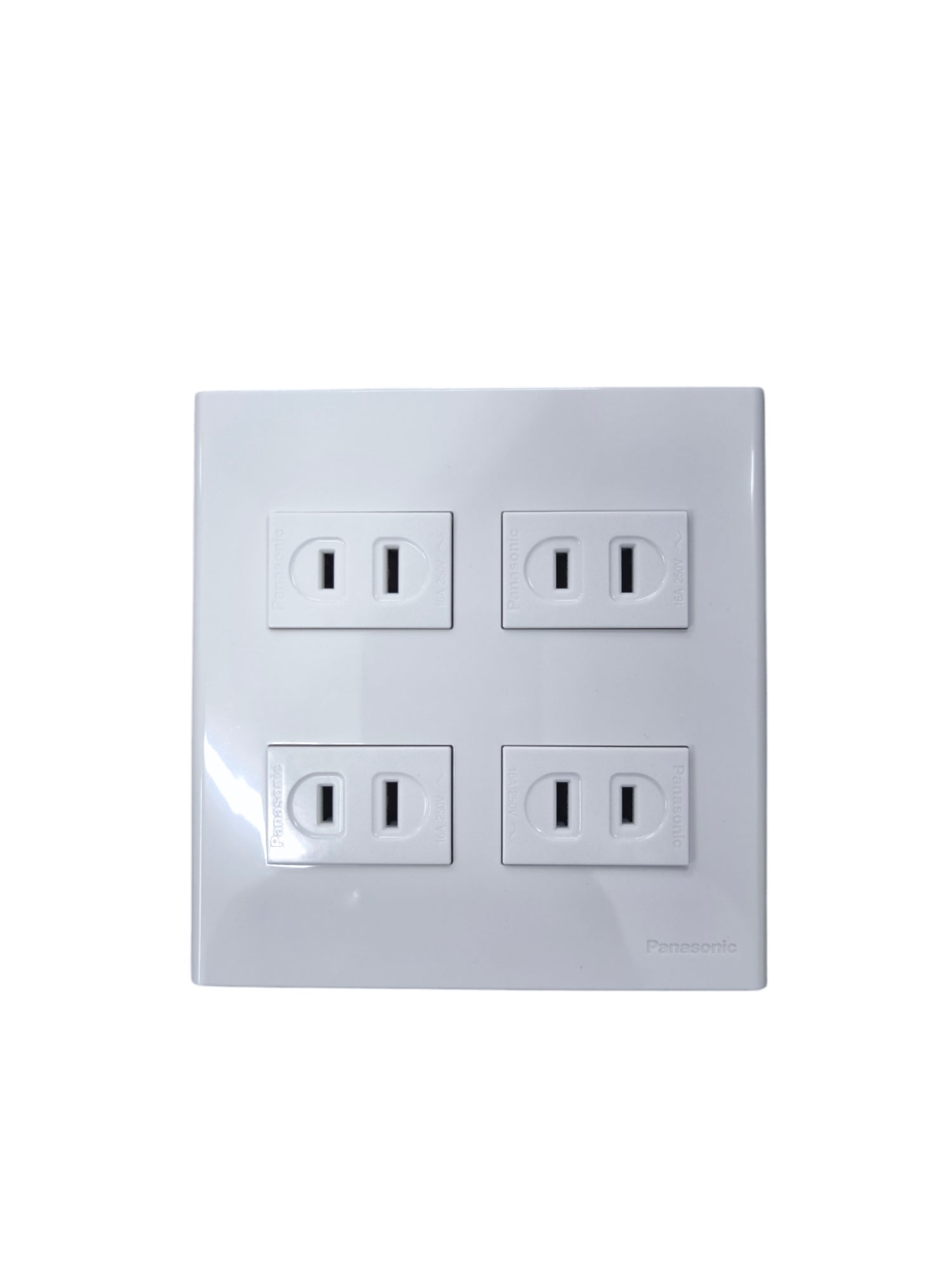 Panasonic 4 Gang Flat Pin Outlet 16A 250V with white sleek design for multiple electrical connections