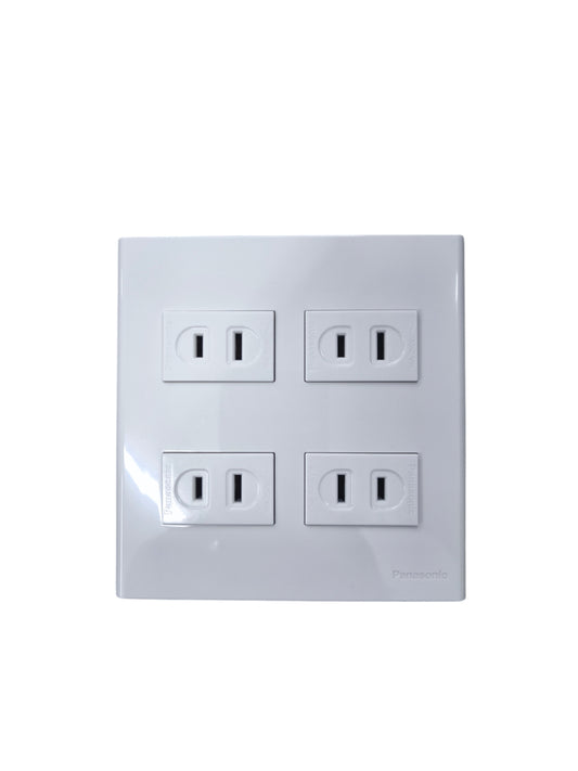Panasonic 4 Gang Flat Pin Outlet 16A 250V with white sleek design for multiple electrical connections