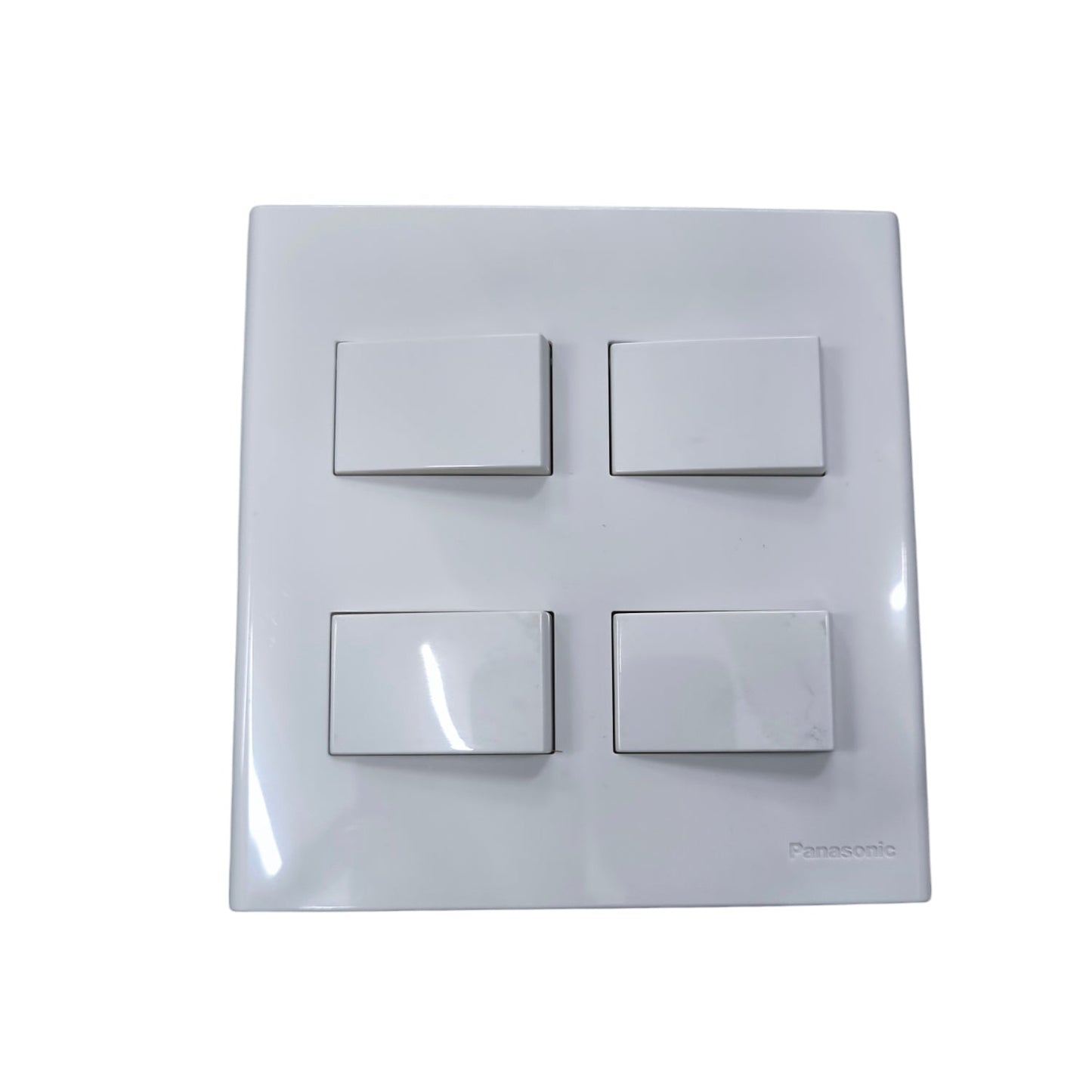 Panasonic 4 gang switch white square panel with four rectangular rocker switches