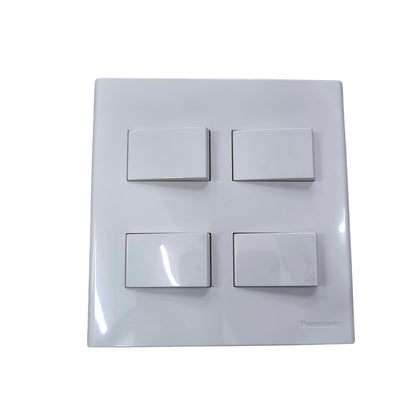 Panasonic 4 gang switch white square panel with four rectangular rocker switches