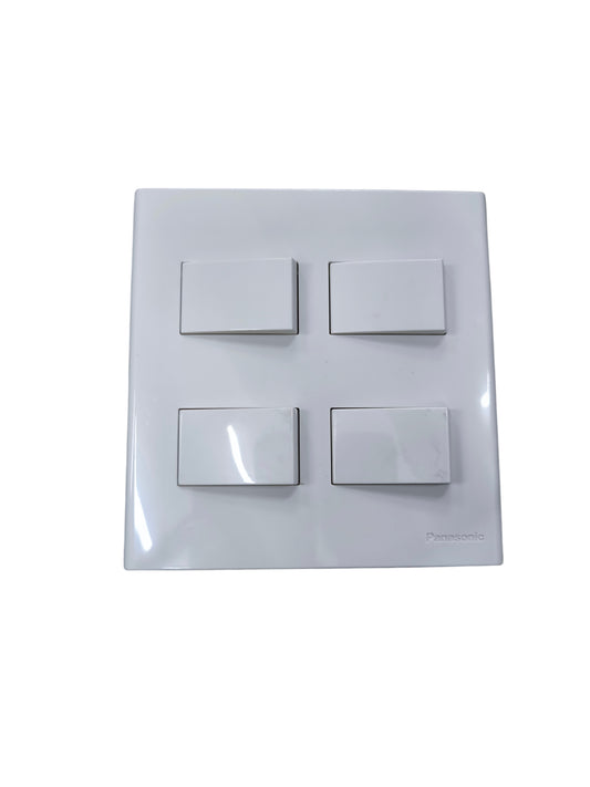 Panasonic 4 gang switch white square panel with four rectangular rocker switches