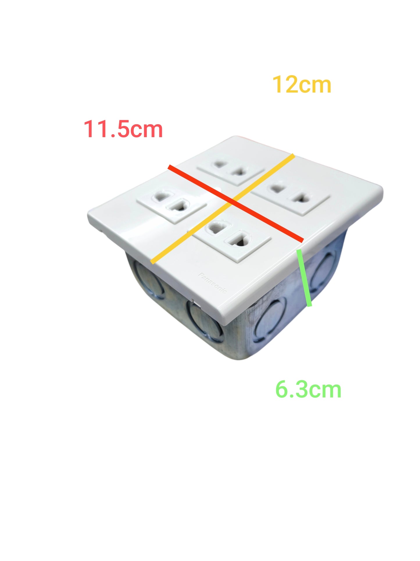 Panasonic 4 gang universal outlet white power point with four universal sockets and side cable entry