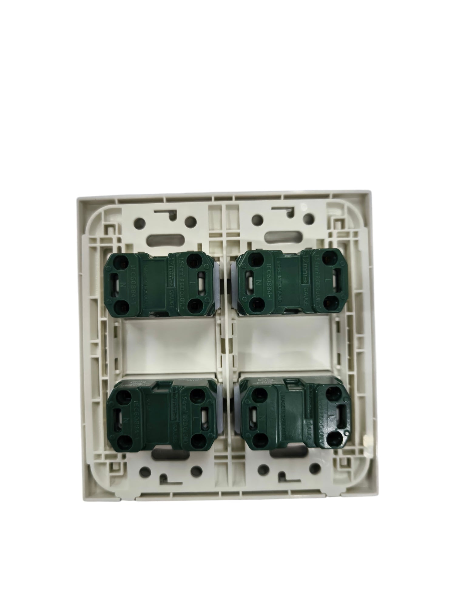 Panasonic 4 gang universal outlet power points switches and plugs in white and green