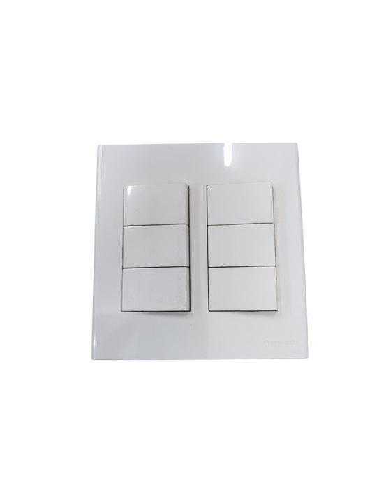 Panasonic 6 gang 4 way switch with white modern design for home electrical control