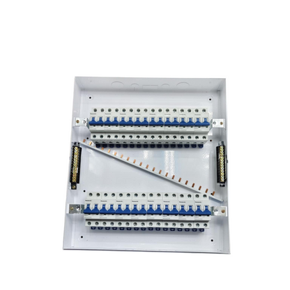 Panasonic Breakers Panel Board 63A with white metal casing and multiple circuit breakers for electrical distribution