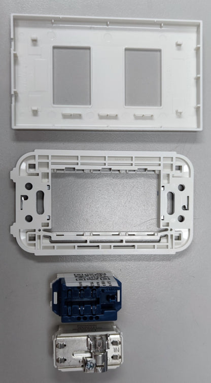 Panasonic Cable Outlet and Telephone Outlet components including white mounting frame and connectors