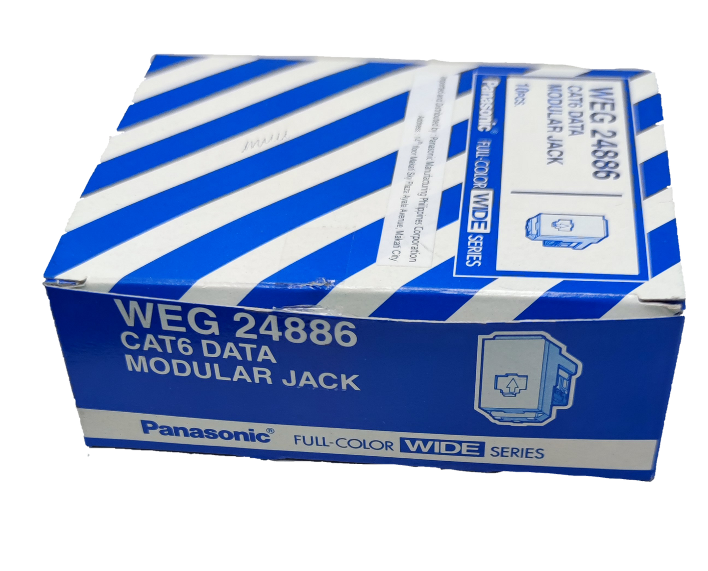 Panasonic CAT6 Data Outlet WEG 24886 modular jack in blue and white packaging box