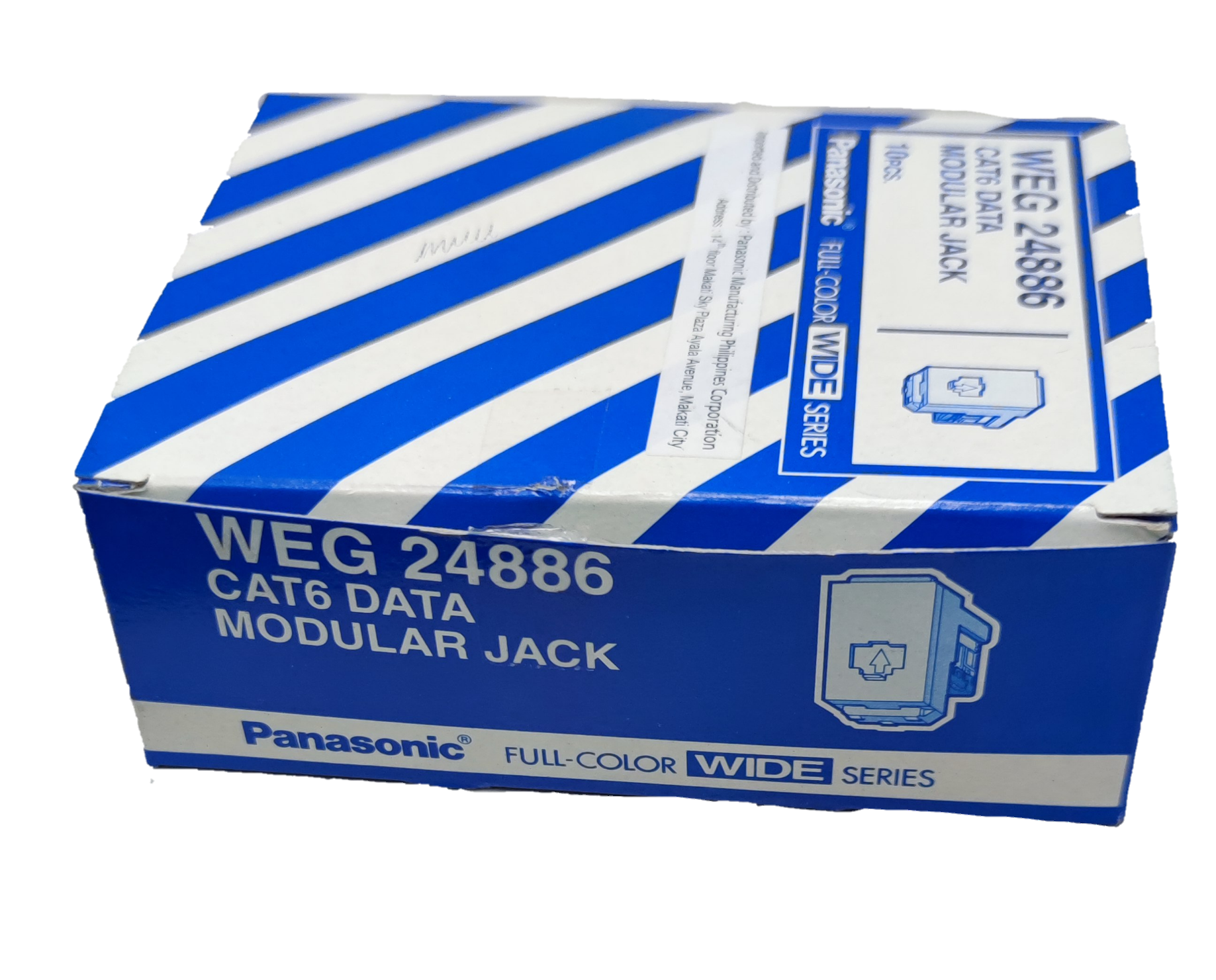 Panasonic CAT6 Data Outlet WEG 24886 modular jack in blue and white packaging box