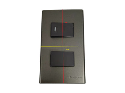 Panasonic combination 4 way 1 way switch 16A 250V with dual black rocker switches on gray plate