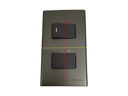Panasonic combination 4 way 1 way switch 16A 250V with dual black rocker switches on gray plate