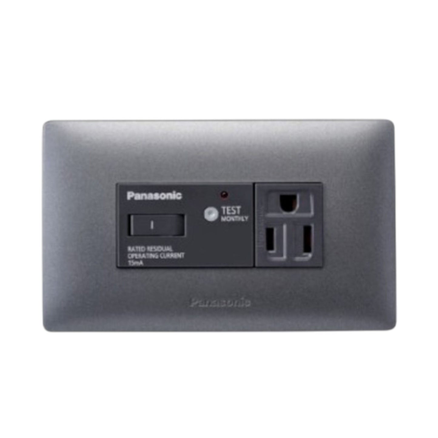 Panasonic EL Guard Grounding Receptacle Slim Art power outlet with test switch in gray finish